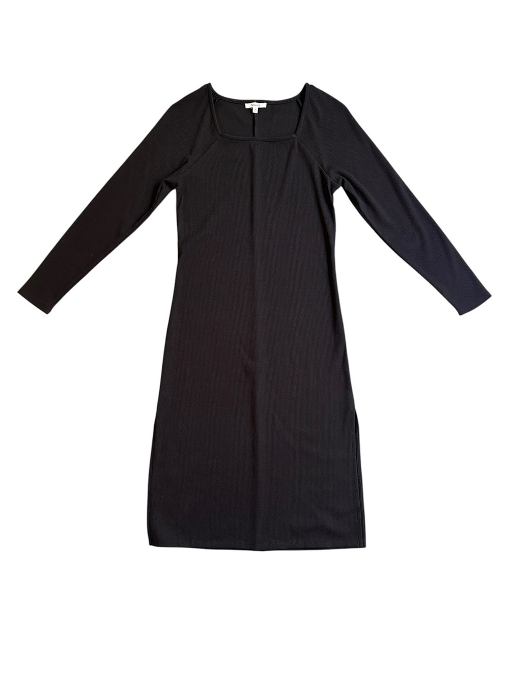 Splendid Black Long Sleeve Ribbed MiDi Dress
